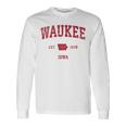 Waukee Iowa Iaintage-Sportdesign Roter Druck Langarmshirts Geschenkideen