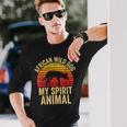 African Wild Dog Is My Spirit Animal Vintage Retro Sunset Long Sleeve T-Shirt Gifts for Him