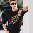 American Football Player Paint Long Sleeve T-Shirt Gifts for Him