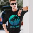 Aruba Vintage Souvenir Pride Palm Trees Surfer Beach Long Sleeve T-Shirt Gifts for Him