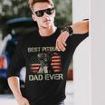 Best Pitbull Dad Ever Us Flag For Dog Dad Long Sleeve T-Shirt Gifts for Him