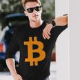 Bitcoin Logo Small Simple Subtle Little Centred Langarmshirts Geschenke für Ihn