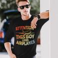 This Boy Likes Planes Aviation Boys Langarmshirts Geschenke für Ihn