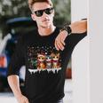 Cat Christmas Light Reindeer Santa Christmas Cat Lover Long Sleeve T-Shirt Gifts for Him