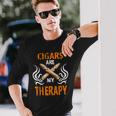 Cigars Are My Therapy Smoker Saying Cigar Smoke Tobacco Langarmshirts Geschenke für Ihn