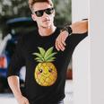 Cute Pineapple Face Kawaii Style Langarmshirts Geschenke für Ihn