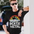 Death Metal Gato Retro Arco Iris Metalfan Heavy Metal Sin Mangas Camiseta de manga larga Regalos para él