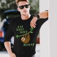 Divertida Con Texto Eat Sleep Repeat Camiseta de manga larga Regalos para él