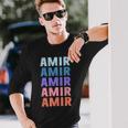 Divertido Regalo Nombre Amir Personalizado Primer Nombre Camiseta de manga larga Regalos para él