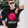 Double-Sided Debian Linux Software Of The Dedicated Community Langarmshirts Geschenke für Ihn