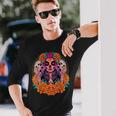 Fleurs De Crâne De La Catrina Dia De Los Muertos T-shirt à manches longues Cadeaux pour lui