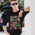 Goodbye 2024 Hello 2025 Merry Christmas Happy New Year 2025 Langarmshirts Geschenke für Ihn