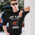 Just A Boy Who Loves Jamon Jamon Camiseta de manga larga Regalos para él