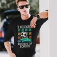 I Kicked 100 Days Of School Soccer Player Sports 100Th Day Long Sleeve T-Shirt Gifts for Him