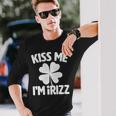 Kiss Me I'm IRizz Irish Rizz Lucky Saint Patricks Day Clover Premium Long Sleeve T-Shirt Gifts for Him