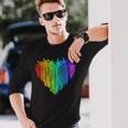 LGBTQ Pride I Love You Hand Sign Rainbow Heart ASL Ally Long Sleeve T-Shirt Gifts for Him