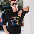 Meerkat With Sunglasses Colourful Popart Cute Meerkat Langarmshirts Geschenke für Ihn