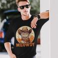 Meowdy Cat Meow Cowboy Hat Country Music Texas Langarmshirts Geschenke für Ihn