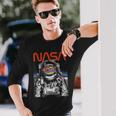 Nasaintage Astronaut Moon Walk Reflection Graphic Langarmshirts Geschenke für Ihn