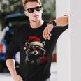 Raccoon With Christmas Hat Christmas Langarmshirts Geschenke für Ihn