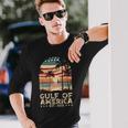 Retro Gulf Of Usa America Est 2025 American Flag Gulf Mexico Long Sleeve T-Shirt Gifts for Him