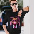Retro Trump Bubble Gum Pink Usa Flag Trump Won 2024 Long Sleeve T-Shirt Gifts for Him