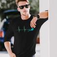Scuba Diver Heartbeat Deep Diving EKG Pulseline Dive Long Sleeve T-Shirt Gifts for Him