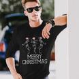 Skeletons Dance With Christmas Hats Merry Christmas Skeleton Langarmshirts Geschenke für Ihn