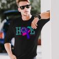 Thyroid Cancer Hope Ribbon Leopard Thyroid Awareness Long Sleeve T-Shirt Gifts for Him