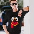 Turkey Face Pilgrim Thanksgiving Costume Long Sleeve T-Shirt Gifts for Him