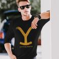 Yellowstone Dutton Ranch Gold Y Logo S Langarmshirts Geschenke für Ihn