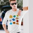 Divertido Pijama Del Sistema Solar De Astronauta Del Mundo Manga Larga Camiseta de manga larga Regalos para él