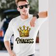 Donna Corona Dorata Giallo Con Scritta Princess Maglietta a maniche lunghe Regalos para él