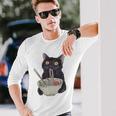 Cat Eating Ramen Vintage Japanese Noodles Long Sleeve T-Shirt Gifts for Him