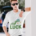 Pushing My Luck Tractor St Patrick Day Toddler Boy Men Long Sleeve T-Shirt Gifts for Him