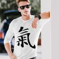 Qi Energy Chi Or Ki Chinese Calligraphy Character Langarmshirts Geschenke für Ihn