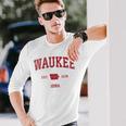 Waukee Iowa Iaintage-Sportdesign Roter Druck Langarmshirts Geschenke für Ihn