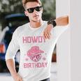 Western Howdy Its My Birthday Disco Cowgirl Long Sleeve T-Shirt Gifts for Him