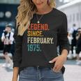 50 Years Old Legend Since February 1975 Retro 50Th Birthday Long Sleeve T-Shirt Gifts for Her