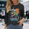 5Th Birthday Monster Truck Dinosaur Party Boys Rawr I'm 5 Long Sleeve T-Shirt Gifts for Her