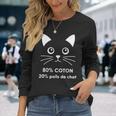 80 Coton 20 Poils De Chat Humour T-shirt à manches longues Cadeaux pour elle