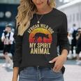 African Wild Dog Is My Spirit Animal Vintage Retro Sunset Long Sleeve T-Shirt Gifts for Her
