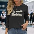 The Bassfather Distressed Bass Player Dad Fathers Day Long Sleeve T-Shirt Gifts for Her