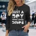Boy Who Loves Dinos Letras Divertidas Con Diseño De Dinosaur Camiseta de manga larga Regalos para ella