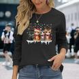 Cat Christmas Light Reindeer Santa Christmas Cat Lover Long Sleeve T-Shirt Gifts for Her