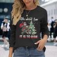 Christmas Oh What Fun It Is To Ride Motorcycle Biker Santa Long Sleeve T-Shirt Gifts for Her