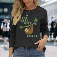 Divertida Con Texto Eat Sleep Repeat Camiseta de manga larga Regalos para ella