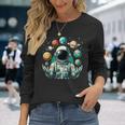 Divertido Astronauta Espacial Malabares Planetas Sistema Solar Niños Camiseta de manga larga Regalos para ella