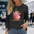 Divertido Cerdo Con Corona Para Los Amantes Del Reino Y Los Cerditos Camiseta de manga larga Regalos para ella
