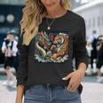 Dragon Japonaisintage Combat Tigre Géant Folklore Asiatique T-shirt à manches longues Cadeaux pour elle